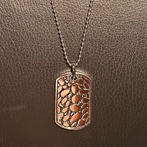 Stainless Steel Black Enamel Pebble Dog Tag Pendant Necklace